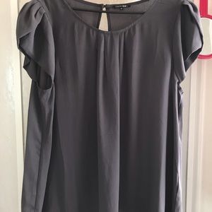 Papermoon size 1X Grey blouse with cap sleeves